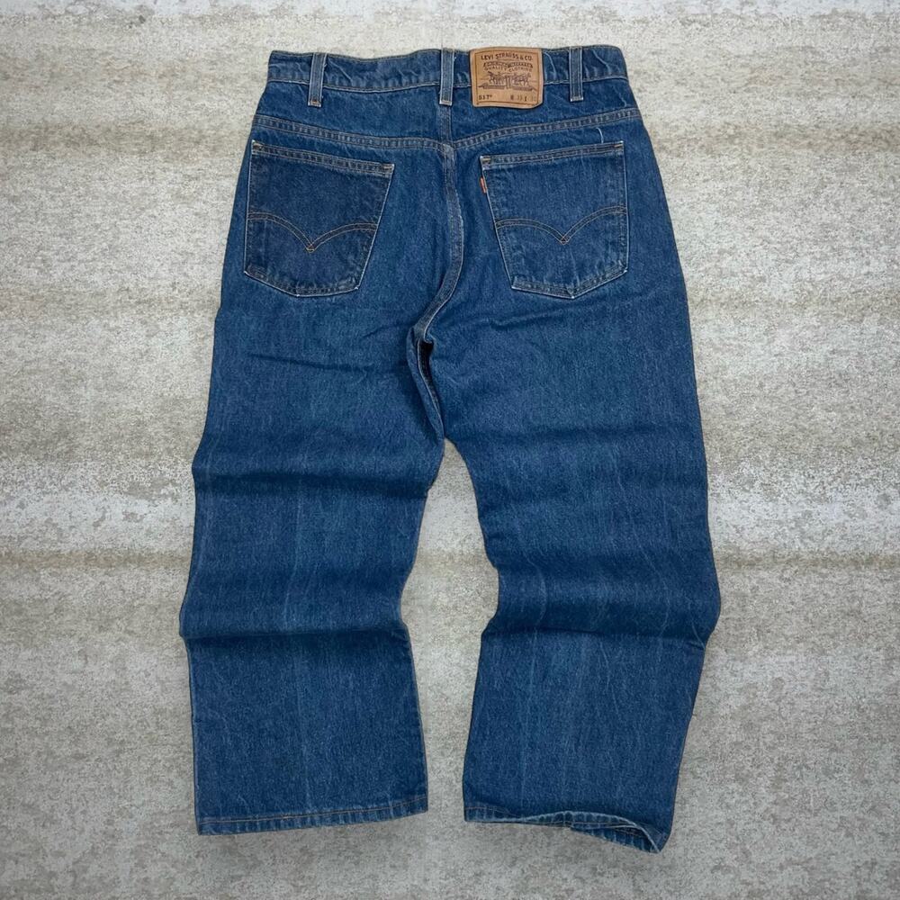 Vintage 90s Orange Tab Levis Jeans 517 35x26 Bootcut Flare Dark Wash Made in USA